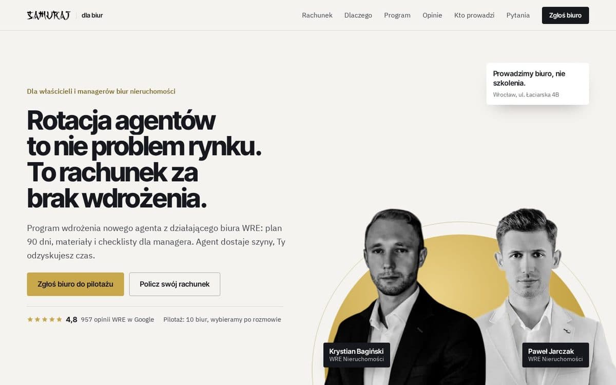 Samuraj Nieruchomości, strona główna