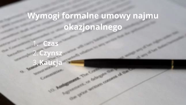 wymogi formalne umowy najmu okazjonalnego