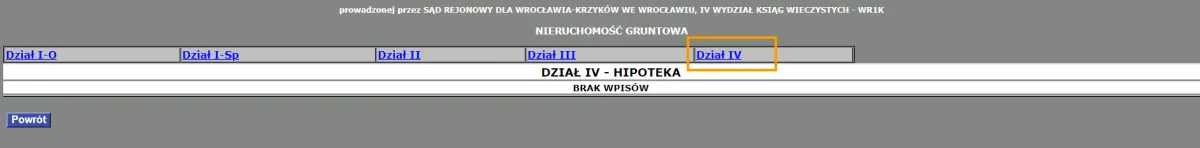 dział czwarty księgi wieczystej