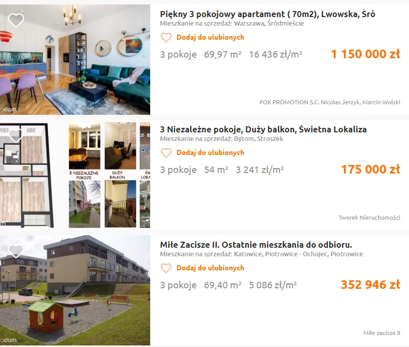 Przykładowe oferty z portalu otodom