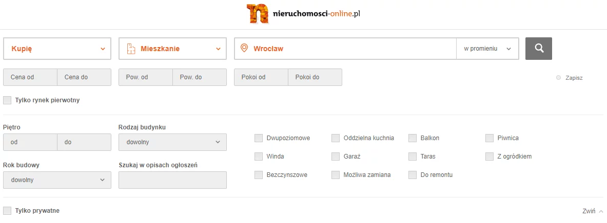 wyszukiwarka portalu nieruchomosci online